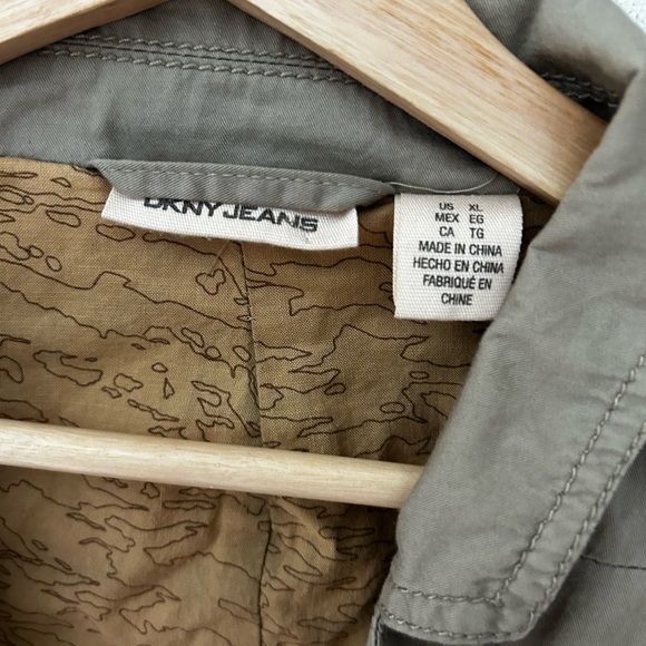 Vintage 90s DKNY Jeans XL Men's Khaki Green Field Jacket - Picture 2 of 6